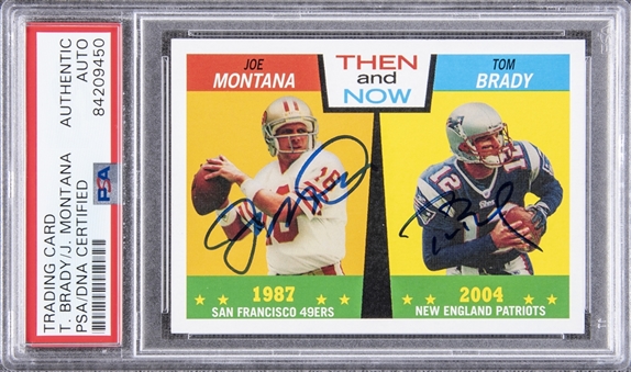 2005 Topps #TN2 Joe Montana/Tom Brady Dual-Signed Card – PSA/DNA Authentic Signatures